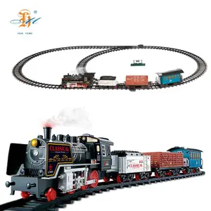 2022 new product hot selling track toys set classic electric train with steam 650 cm orbit train toys set