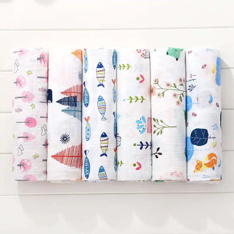 Bé dệt Muslin Swaddle chăn bọc 70% tre 30% cotton trẻ sơ sinh mềm tre rửa quần áo