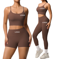 FH Wholesale Ensemble 3 Pièces de Haute Qualité pour Femme : Leggings et Shorts de Course Taille Haute, Confortables, Séchage Rapide, Respirants, pour Gym et Yoga