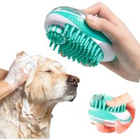 Brosse de douche de bain pour chien de compagnie en silicone stockée distributeur de toilettage propre en caoutchouc transparent avec fonction de massage de shampooing