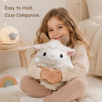Boneka Domba Bulat Lucu dengan Telinga Merah Muda dan Mata Hitam Besar untuk Alat Bantu Tidur Balita dan Hadiah Ulang Tahun Bahan Katun