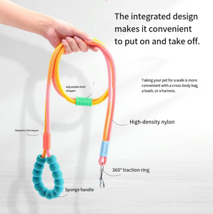 Correa de perro de doble capa antipérdida con correa cruzada ajustable y mango de espuma espacial, correa de seguridad reflectante de nailon duradero para mascotas - Product Image 2