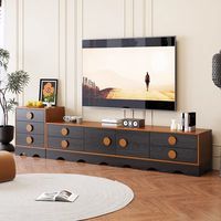 Meuble TV et table basse de style vintage français, armoire de rangement, design du milieu du siècle, bois massif, respectueux de l'environnement, convient aux téléviseurs de 55 à 59 pouces