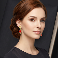 Anting-anting gantung bunga lucu unisex berlapis emas 24K dari JXX Wholesale, enamel warna-warni, perhiasan modis