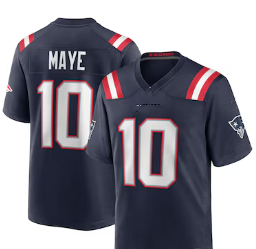 Jersey Sepak Bola Amerika Pria Remaja Wanita New England # 10 Drake Maye # 8 Stefon Diggs # 12 Jersey Jahitan Brady yang Bernapas - Product Image 5