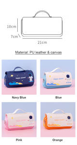 Étui à crayons <span class=keywords><strong>de</strong></span> grande capacité mignon <span class=keywords><strong>de</strong></span> style dessin animé, sac <span class=keywords><strong>de</strong></span> papeterie, plante heureuse, créatif, double couche, avec poignée - Product Image 3