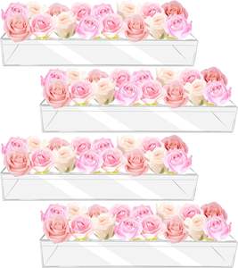 ऐक्रेलिक फूल बॉक्स 4 पीसी सजावटी लंबे स्पष्ट vase आधुनिक आयताकार ऐक्रेलिक vases स्पष्ट पुष्प सेंटरपीस ऐक्रेलिक फूल vase - Product Image 1