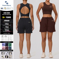 Ensemble de yoga 2 pièces pour femme : Soutien-gorge de sport dos nu à col carré + Short taille haute à cordon de serrage, extensible dans les quatre sens, écologique