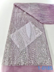 Nuovo arrivo tessuto ricamato a rete fiore di pizzo francese <span class=keywords><strong>dama</strong></span> all'ingrosso paillettes e tessuto di perline - Product Image 4