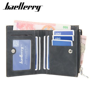Baellerry Men's Short <b>Wallet</b> PU Leather Vertical Multi Card Slot Zipper Bill <b>Holder</b> Fashion Geometric Pattern - Product Image 2