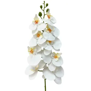 Atacado Branco 9 Cabeças Orquídea Flores Artificiais 95cm Hastes Real Touch Phalaenopsis Orquídeas Para A Decoração Do Casamento