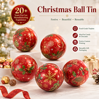 Boîte en étain ronde pour boules de Noël, qualité alimentaire, recyclable, emballage festif pour bonbons, chocolats, biscuits, cadeaux, décoration de Noël