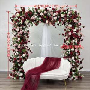 Nuevo FONDO DE FLORES ARTIFICIALES de alta calidad, arreglo de arco redondo de flores rojas para propuestas, Año Nuevo, Navidad - Product Image 2