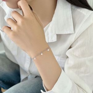 Dylam Charm Dainty 925 Sterling Silver Non Tarnish Multiple 5A Cubic Zirconia Simulated Diamond Pendant Link Chain <b>Bracelets</b> - Product Image 4