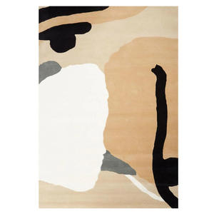 Tapis moderne en laine tufté à la main, à poils longs, antidérapant, beige, noir, blanc, pour salon, chambre, décoration intérieure, cadeau de Noël, pique-nique - Product Image 1