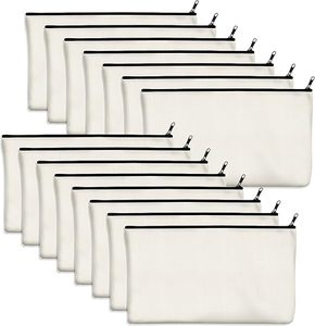 8.3 X 4.7 Inch DIY Craft Blank Cotton Canvas Zipper Pouches Pencil Case <strong>Makeup</strong> Cosmetic Stationary <strong>Storage</strong> <strong>for</strong> Toiletries - Product Image 1