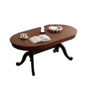French Retro Solid Wood Oval <strong>Coffee</strong> <strong>Table</strong> High-End American Ancient Furniture Home Living Room Modern Design Removable <strong>Hall</strong> Use - Product Image 3