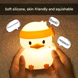 <b>USB</b> Rechargeable Silicone Duck Night <b>Light</b> RGB Tap Control <b>LED</b> Lamp for Kids Bedroom Bedside Decor - Product Image 1