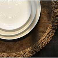 Sous-verre et set de table à pompons de style japonais, écologique, minimaliste, couleur naturelle, 38 cm, moderne et simple, vente en gros transfrontalière