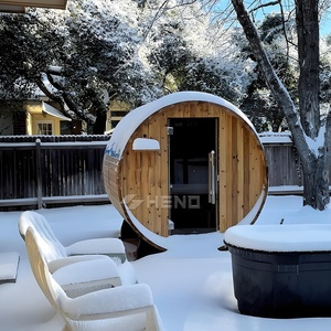 Sauna extérieur en baril, construction en redwood et hemlock, pour 2 à 4 personnes, installation de luxe pour villa et appartement, panneau de commande, chauffage - Product Image 6