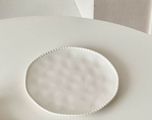 Plato de Postre de Cerámica Blanca con Diseño de Puntos de Perla, Estilo Americano, Plato para Desayuno y Cena Familiar, Bandejas para Servir para Acampar - Product Image 6