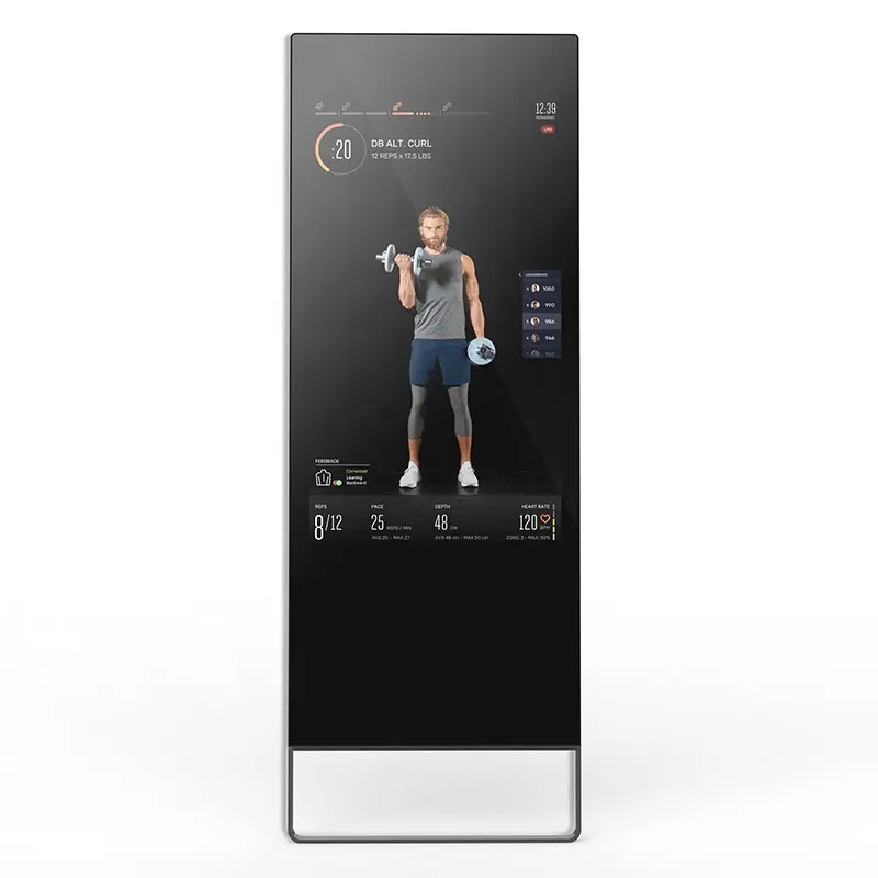 Miroirs de fitness magiques intelligents interactifs à écran tactile de 32 pouces de 43 pouces pour les applications de gymnastique et de fitness