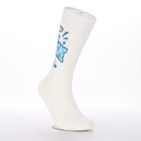 Chaussettes blanches personnalisées avec impression de texte bleu et rose, créez votre propre design, n'importe quelle couleur et ajoutez votre logo