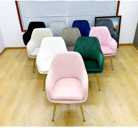 Fauteuil de Salle à Manger Moderne Scandinave Luxe Métal Vert Doux Rembourré Tissu Velours Capitonnage pour Restaurant