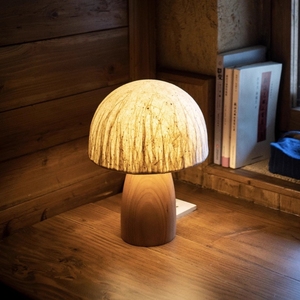 Lámpara de Hongo para Dormitorio y Estudio, Arte en Madera de Estilo Japonés <span class=keywords><strong>Chabi</strong></span> Simple Hecho a Mano, Lámpara de Mesa Pequeña - Product Image 1