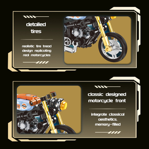 FEELO 97 Piezas, Bloques de Construcción de Motocicleta Estilo Café Racer Vintage, Modelo Retro Roadster, Vitrina, Cultura Clásica del Motociclismo, Juguete Electrónico - Product Image 5