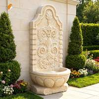 Fuente de Agua de Pared de Piedra de Mármol Antiguo MILY, Fuente de Agua de Piedra de Gran Tamaño, Decoración Natural Personalizada para Jardín Exterior