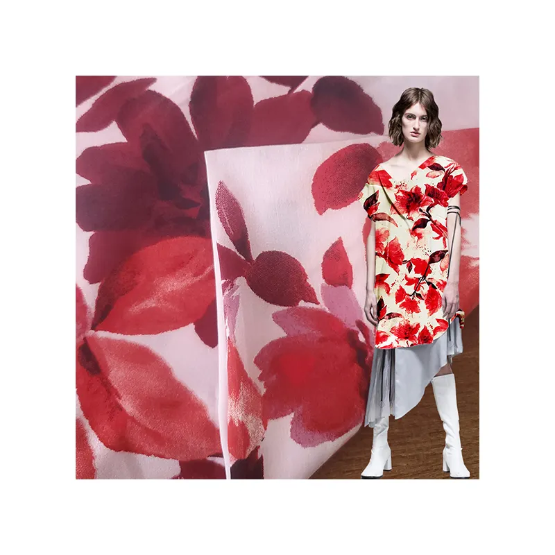 Fabrika fiyat 50d dokuma 4 dört yönlü streç Polyester Spandex kumaş elbise kadın giysiler için