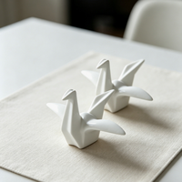 Décoration de meuble TV : Statues de grue en papier en porcelaine or et argent, miniatures, pour l'aménagement intérieur moderne