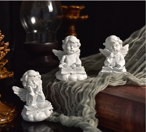 European Retro Resin Angel Girl Sculpture Home Decor Desktop Ornament with Heart & Flower Fairy Design for Living Room Bedroom - Product Image 6