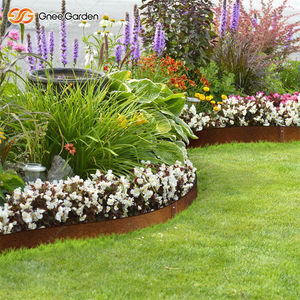 Lot de 6 bordures de jardin rectangulaires rustiques en acier Corten de 8 pouces, à dents, faciles à installer, résistantes à la corrosion, pour usage extérieur - Product Image 1