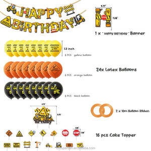 รถปราบดินสำหรับงานปาร์ตี้วิศวกรรม,อุปกรณ์ขุดงานปาร์ตี้เด็กอ่อนพร้อมป้ายตัวอักษรสุขสันต์วันเกิด X8002 - Product Image 3