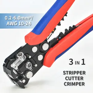 HS-D2 dây strippers 3 trong 1 tự động Cutter Uốn Tóc bồng công cụ 10-24awg 0.2-6.0mm2 đa chức năng Cáp Tước plier