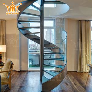 เหล็กแก้วบันไดเกลียวทำในประเทศจีนแข็งและปลอดภัยเหล็กแก้วบันไดเกลียวกับราวที่ทันสมัย - Product Image 1