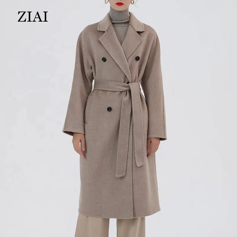 Fashion new double-sided woolen coat for women Double breasted long winter cashmere