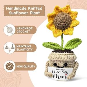 Regalos de Girasol Positivo Pequeños y Lindos Hechos a Mano con Ganchillo, Mini Flores Emocionales, Regalos de Cumpleaños para Mamá, Recuerda que Te Amo, Mamá - Product Image 5