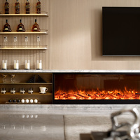Cheminée électrique décorative à LED avec thermostat réglable et télécommande, flamme multicolore intégrée, pour usage domestique