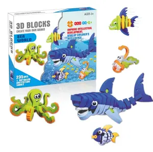 Eco-Friendly 235PCS Eva Building Foam 3d DIY Assembly Block Toy Educational Ocean Animal Toys