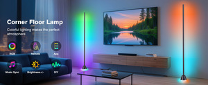 Lampe sur pied haut de gamme avec capteur sonore intelligent. Éclairage d'ambiance décoratif dans le coin près du canapé dans le salon. - Product Image 3