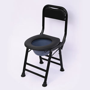 Chaise de toilette pliable <span class=keywords><strong>à</strong></span> dossier haut pour personnes âgées avec seau amovible, idéale pour les femmes enceintes comme chaise de douche - Product Image 1