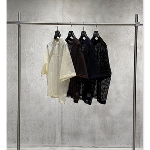 Camiseta de Manga Corta de Alta Calidad, 240G, Primavera <span class=keywords><strong>y</strong></span> Verano, Estilo Europeo <span class=keywords><strong>y</strong></span> Americano, Corte Cuadrado, Malla en Capas, Diseño Hueco, para Hombre - Product Image 2