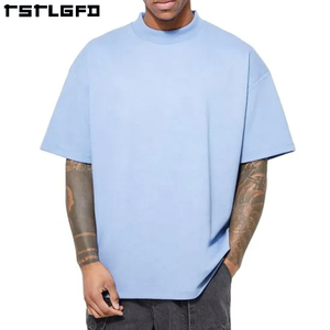 100% 300 GSM เสื้อคอตตอนออร์แกนิกสำหรับผู้ชายเสื้อยืดโชว์ไหล่ปล่อยไซส์ผ้าถักแนวสตรีทแวร์ไซส์ใหญ่พิเศษ - Product Image 4