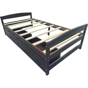 โครงเตียงไม้ขนาดแฝดพร้อมลิ้นชักเก็บของแบบดึงออกเตียงแพลตฟอร์มประหยัดพื้นที่สำหรับเด็กวัยรุ่นหรือห้องนอนแขก - Product Image 1