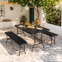 Table de bar pliante commerciale en HDPE noir de 1,8 m – Portable, pour extérieur, hôtels, restaurants, traiteurs – Montage rapide, entretien réduit