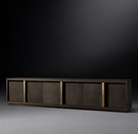 Meuble TV Rhoohill personnalisé pour salon, en bois massif, 6 portes, style vintage américain, console multimédia longue en bois