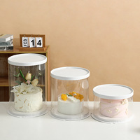 Boîtes à gâteaux rondes transparentes au prix d'usine, PET 6 8 10 12 pouces, fournitures d'emballage pour gâteaux, anniversaire, baby shower, mariage, fête
